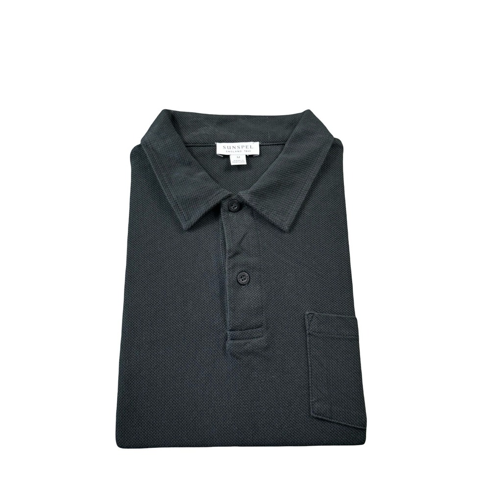 Sunspel England 1860 Black Cotton Short Sleeve Polo Shirt Mens Size M Portugal